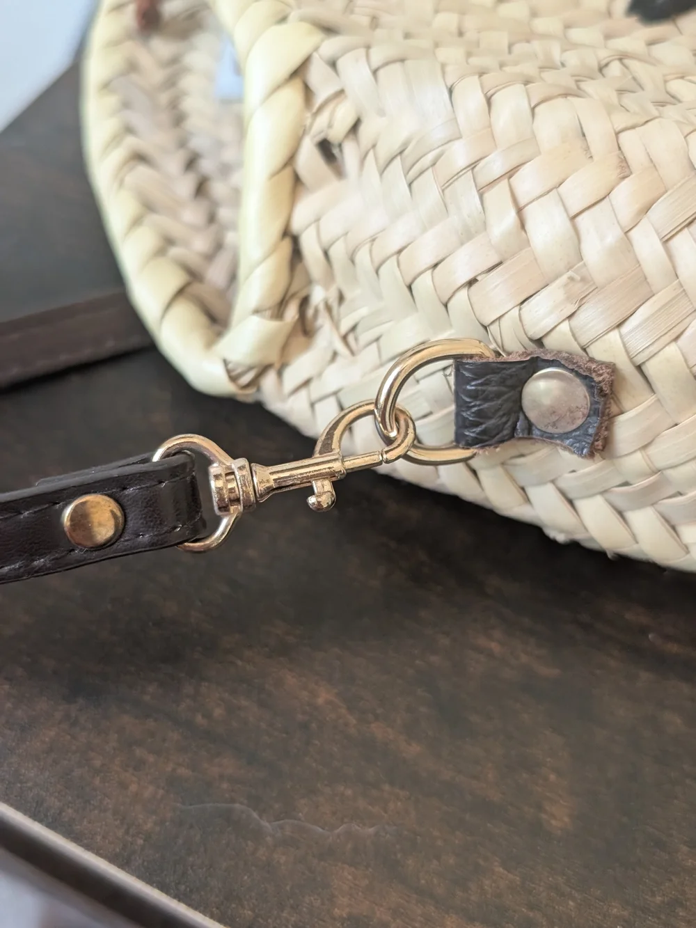 NWT Woven Round Straw Crossbody Bag with Evil Eye
